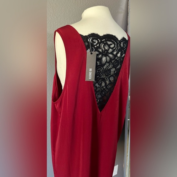 BB Dakota Maroon Casual Sleeveless Slip Dress Plus Size Lace Front/Back 1X NWT - Picture 8 of 13
